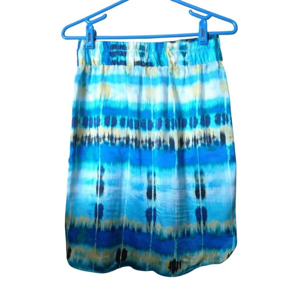 Banana Republic 100% Silk Skirt Size 6 Tie Dye Mini Skirt Pockets Hippie
